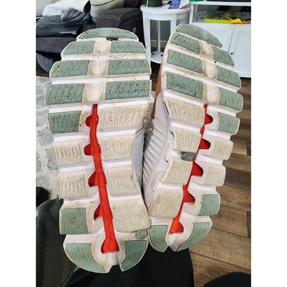 Women’s Size 7 On Cloud Running Athletic Shoes Orange/White - Picture 7 of 10